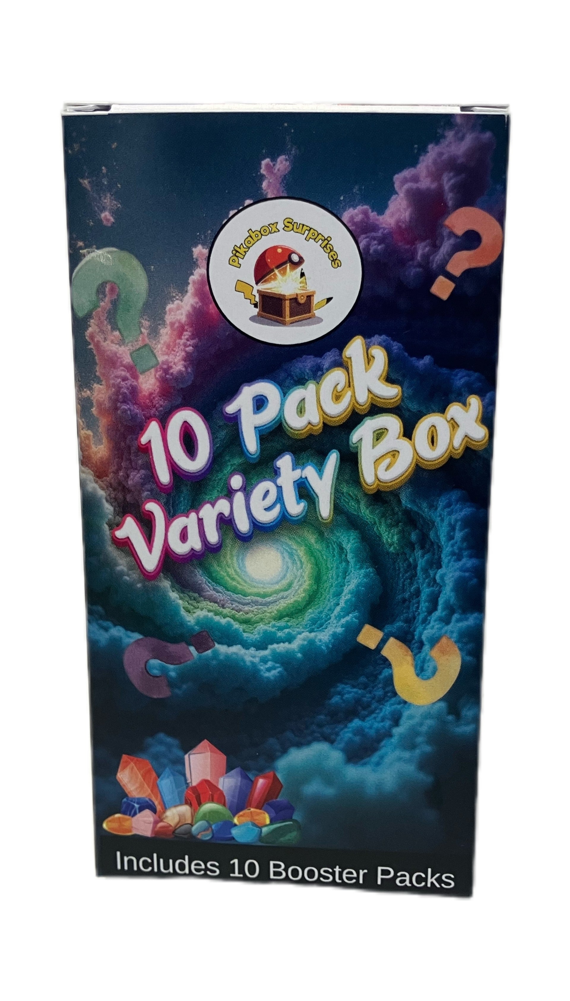 10 Pack Variety Box packaging with colorful design and text on a white background