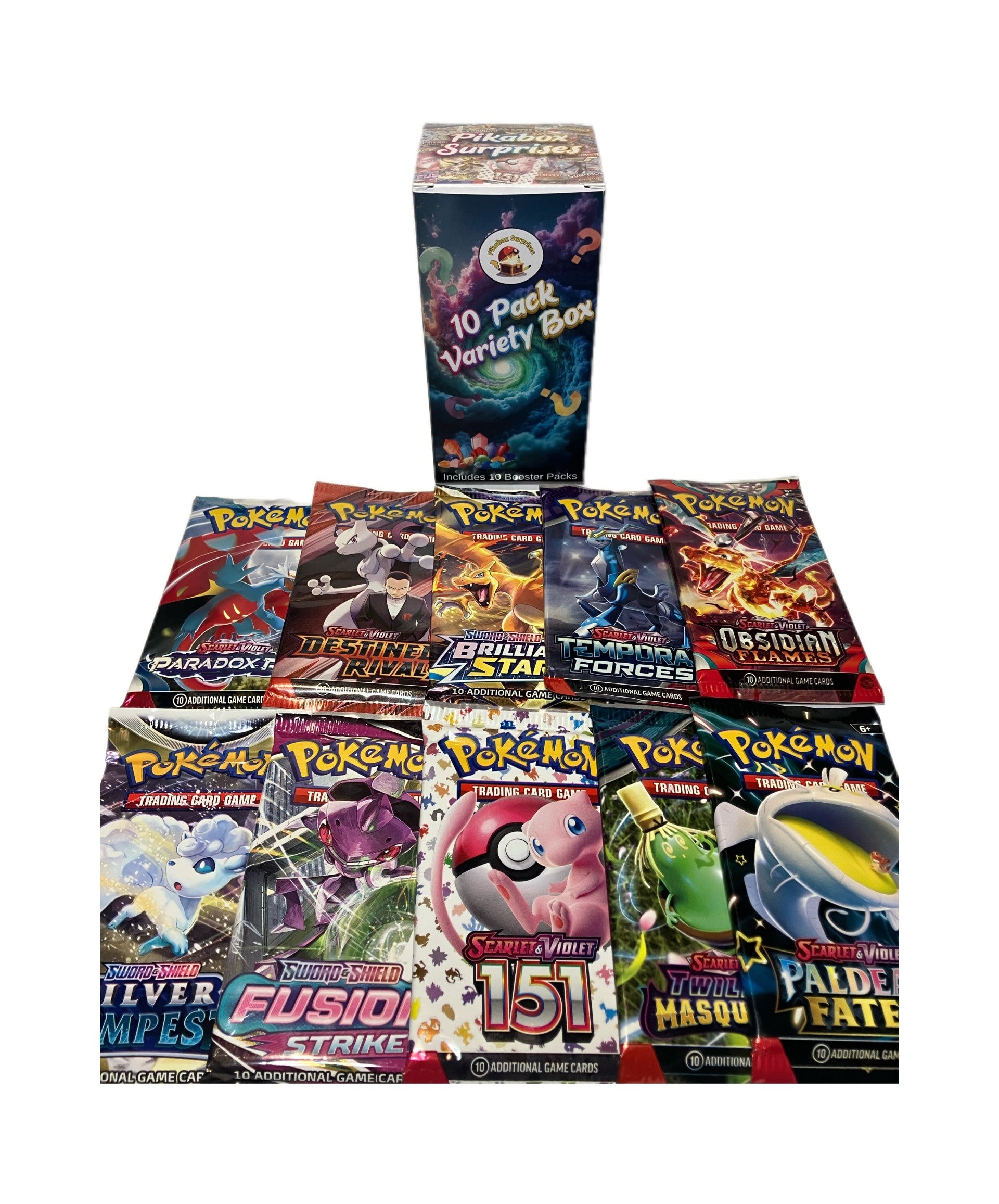 Collection of various Pokémon trading card boxes on a white background